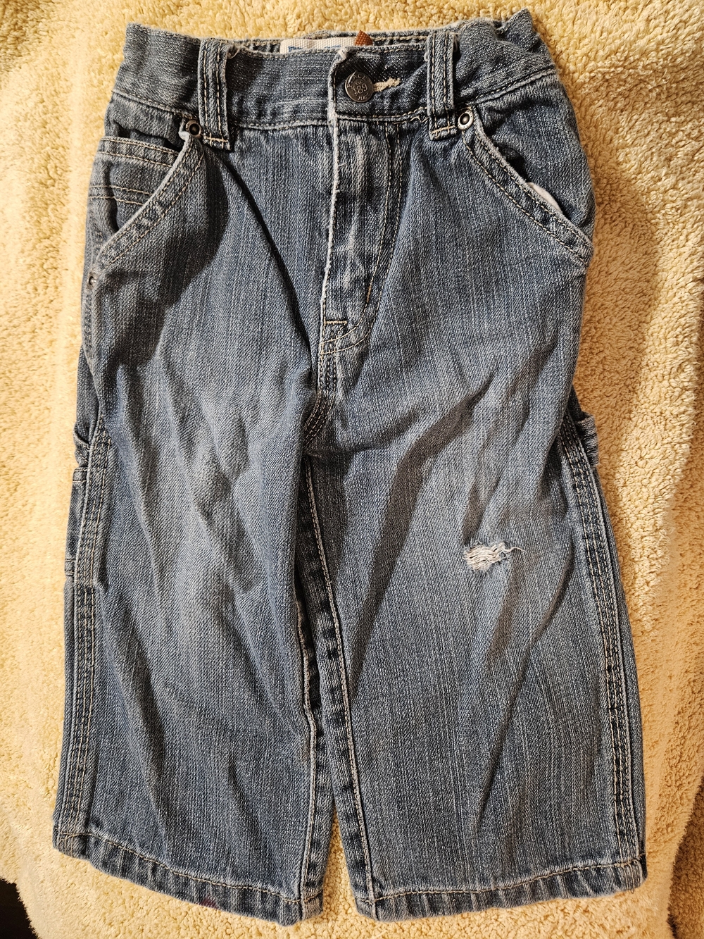 The Children's Place Medium Blue Denim Cargo Jeans with Distressed Rip